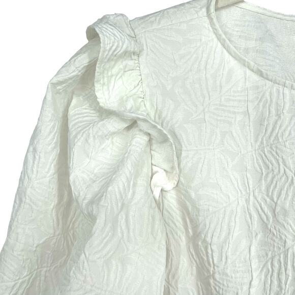 Zara White Ruffle Peplum Balloon Sleeve Blouse Size XS - Picture 6 of 8